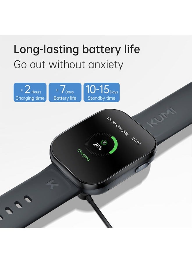 KUMI U6 Smart Sports Watch AMOLED Display 100 Sports Detection Aids Sleep Detection Motion Track Recording Waterproof AI Voice Bracelet Black - Image 4