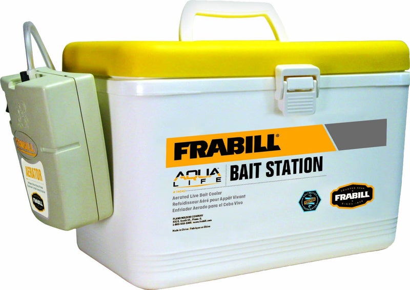 Frabill Bait Box with Aerator | Live Bait Storage Cooler with Portable Aerator | 8-Quart Capacity - Image 1