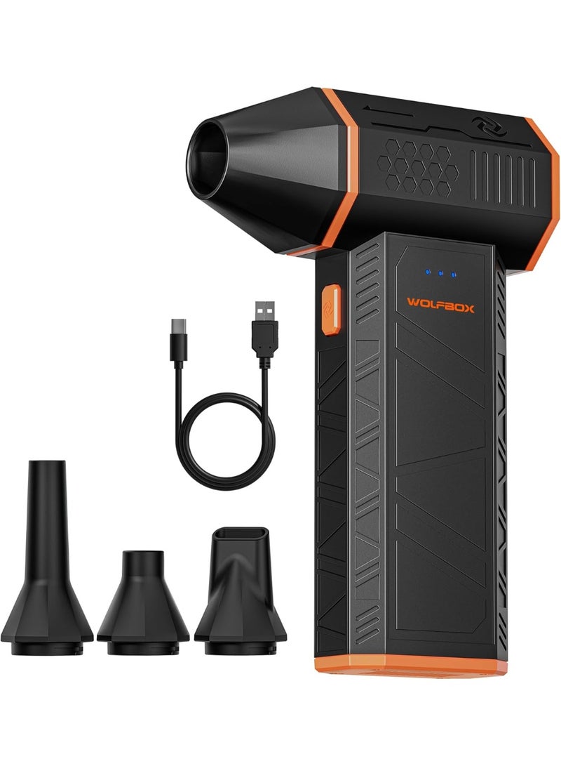 وولف بوكس منفضة هواء كهربائية من WOLFBOX MegaFlow 50 بسرعة 110000 دورة في الدقيقة، منفاخ صغير قابل للتعديل بثلاث سرعات، لاسلكي، شحن سريع، مناسب لإزالة الغبار من أجهزة الكمبيوتر ولوحات المفاتيح والسيارات والمنازل والهواء الطلق - Image 1