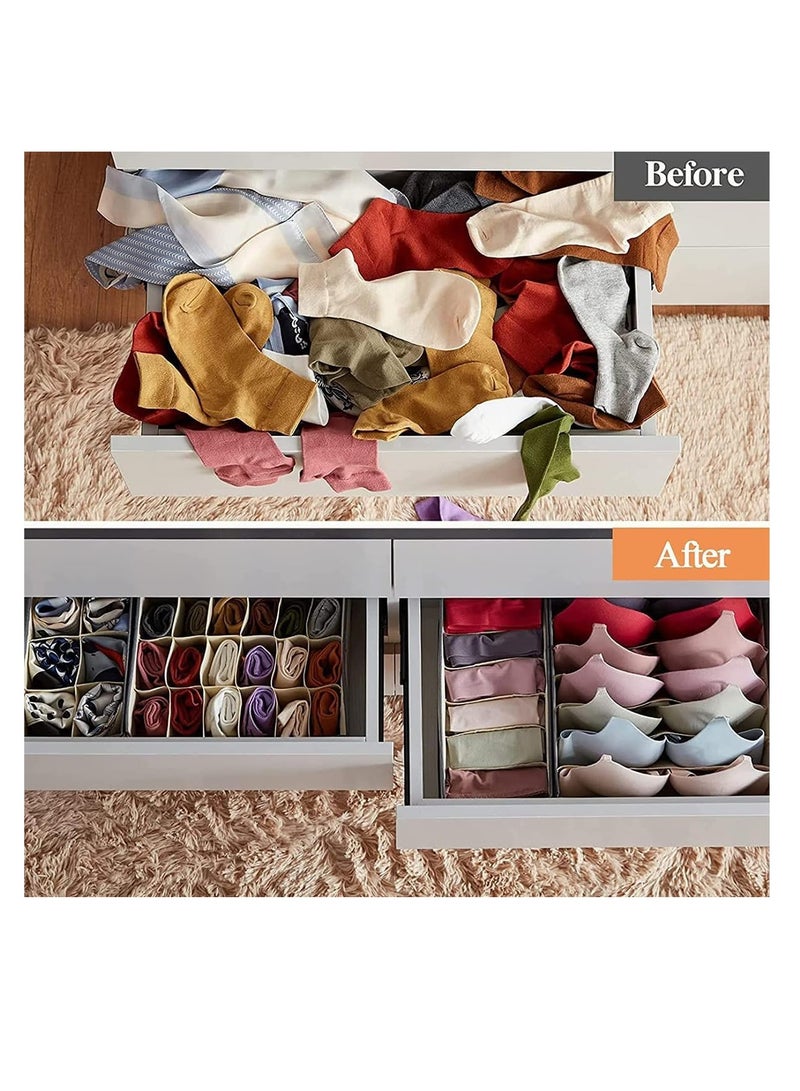 ECVV 4 Pcs Underwear Storage Organizer Divider, Foldable Storage Boxes Cabinet Closet Organizers for Clothes, Bras, Lingerie, Socks, Undies, (Gray) - Image 3