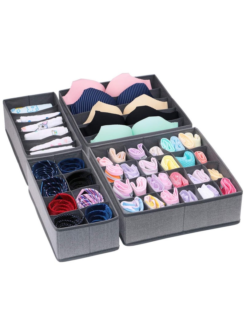 ECVV 4 Pcs Underwear Storage Organizer Divider, Foldable Storage Boxes Cabinet Closet Organizers for Clothes, Bras, Lingerie, Socks, Undies, (Gray) - Image 1