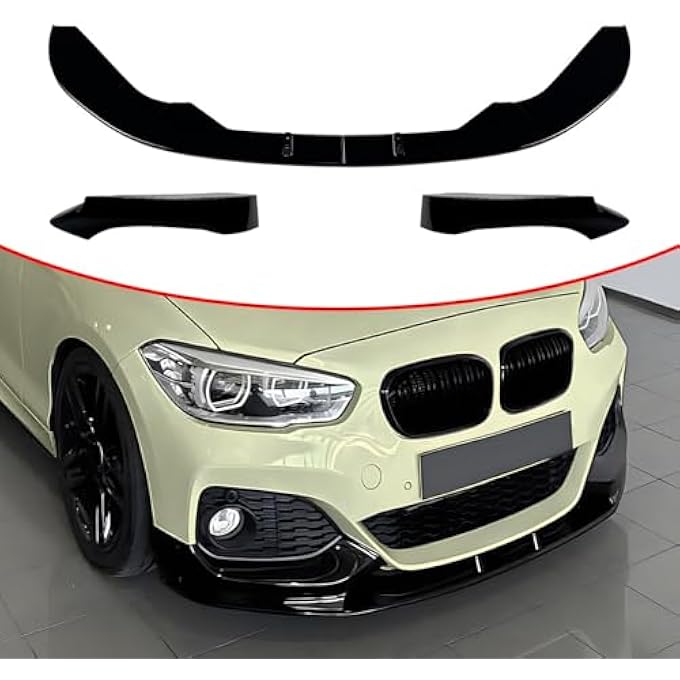 FINMOKAL Car Front Bumper Lip Chin Spoiler Body kit Glossy Black Compatible with BMW 1 Series F20 F21 LCI M Sport 2015-2019 - Image 1