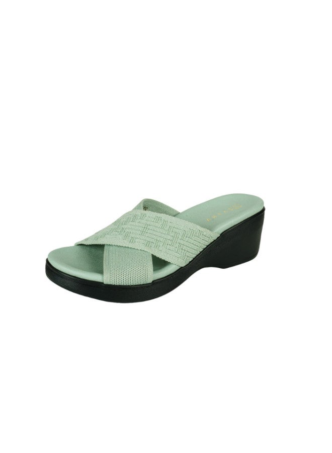 ZAYNA 221-163 صندل كعب ويدج كاجوال للسيدات زينا 23AWZ763 أخضر - Image 3