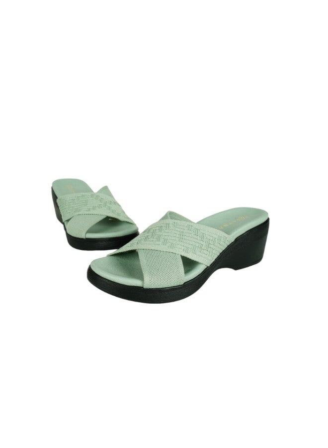 ZAYNA 221-163 صندل كعب ويدج كاجوال للسيدات زينا 23AWZ763 أخضر - Image 2