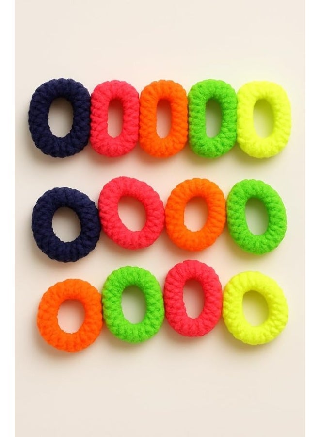 12 Pcs Soft Pony Holders, Elastics Hair Bands for Thick or Curly Hair for Women and Girls, Fancy Hair Ties – Bright Color - Image 5
