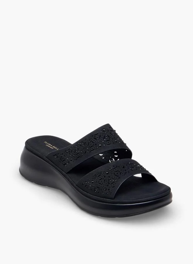 Flora Bella By Shoexpress BLACK Flora Bella Women Wedge Heel Slide Sandals for Women | Best Price UAE