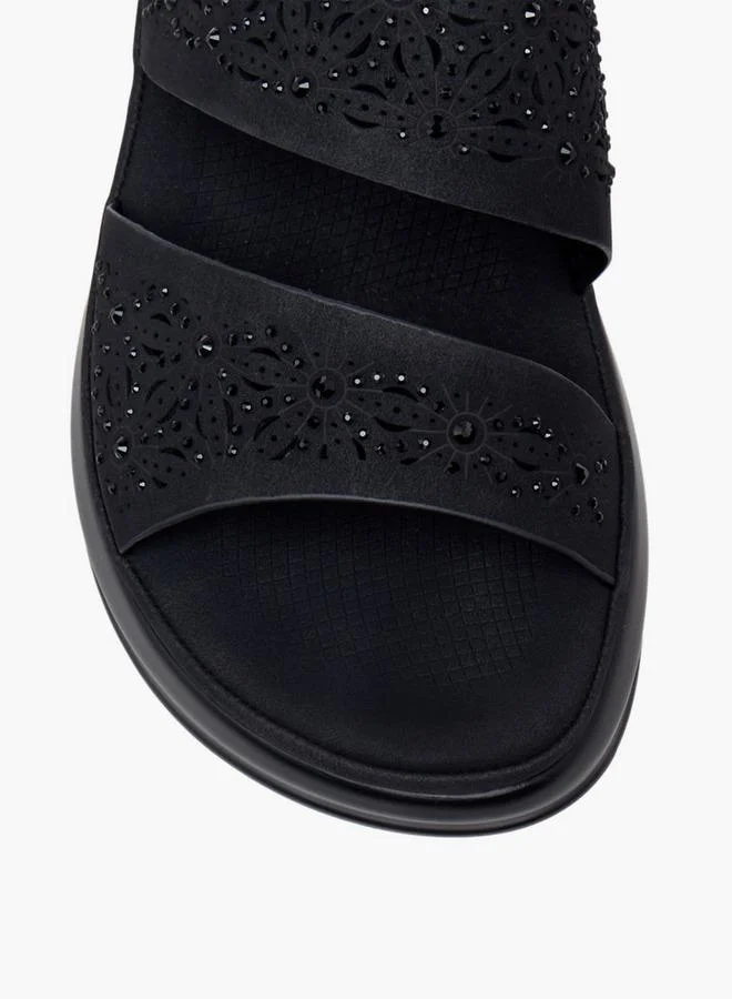Flora Bella By Shoexpress BLACK Flora Bella Women Wedge Heel Slide Sandals for Women | Best Price UAE
