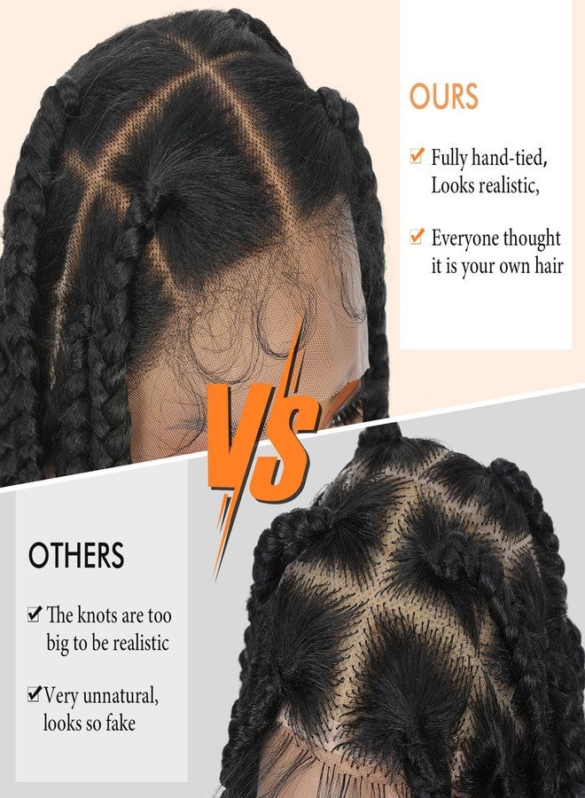 Lady Miranda Full Lace Jumbo Braided Wigs for Black Women Knotless Box Braid Wig with Baby Hair 32" Glueless Wigs Jumbo Box Braids Lace Front Synthetic Wig (1B/30/27) - Image 4