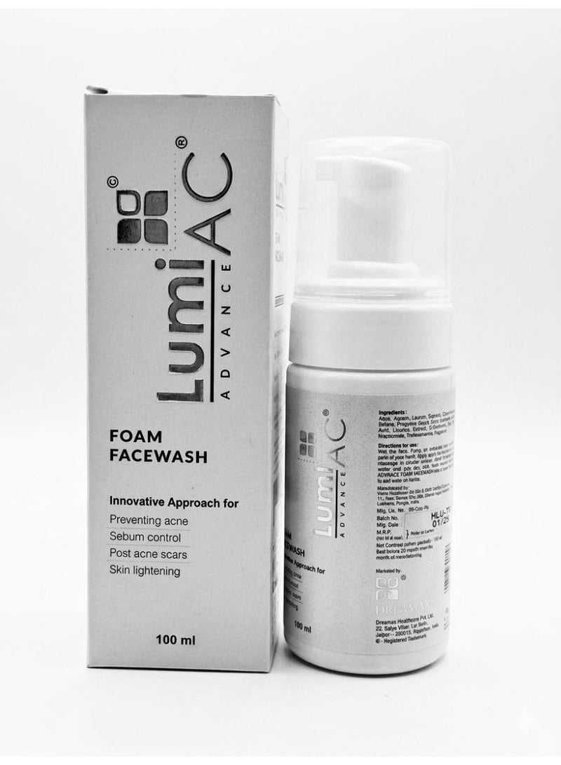 DREAMAX LumiAC Advance foam wash 100ml- Preventing acne, sebum control, post acne scars, skin lightening - Image 1