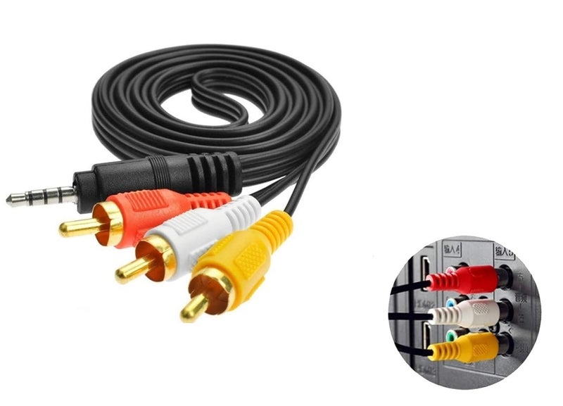 ليبي وورلد LipiWorld® كومبو 3.5mm ذكر إلى 3 RCA ذكر و 3RCA ذكر إلى 3RCA ذكر كابل تمديد ستيريو صوت فيديو 1.5 متر 3.5mm إلى 3RCA/3RCA إلى 3RCA - Image 4
