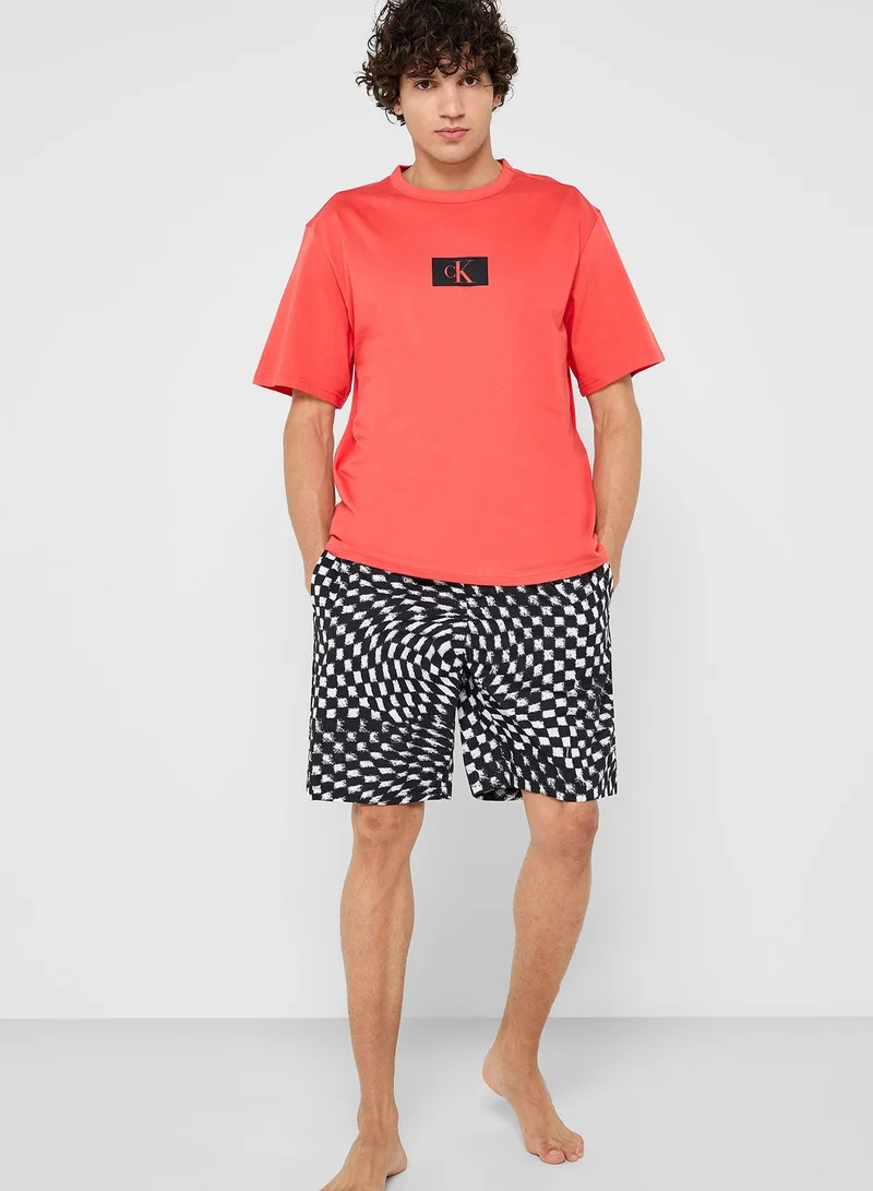 CALVIN KLEIN Logo Print Lounge T-Shirt & Short Set
