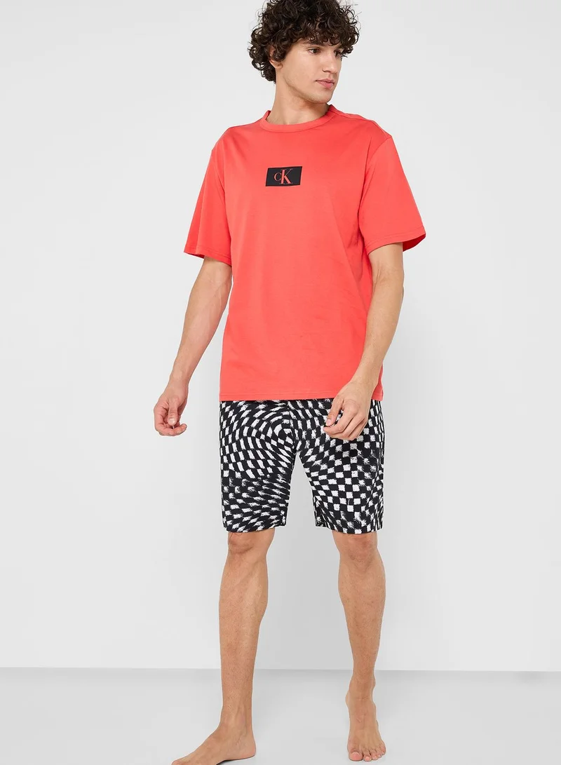 CALVIN KLEIN Logo Print Lounge T-Shirt & Short Set