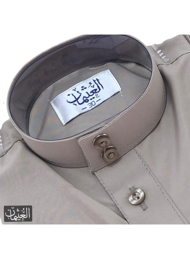 العثيمان الثوب العربي التقليدي للأولاد – كندورة سعودية / جوبا / ثوب طويل الأكمام للأطفال  - Image 3