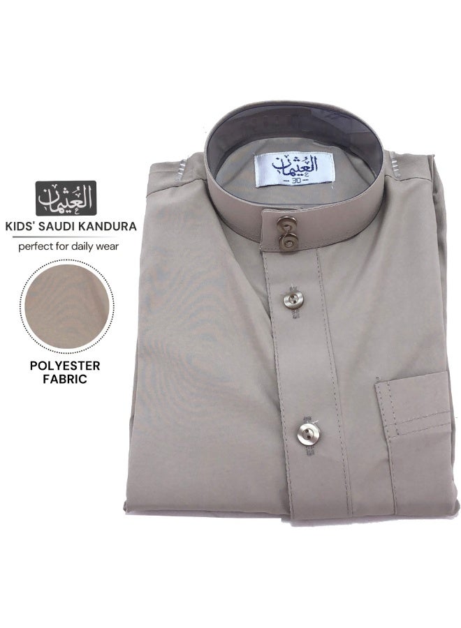العثيمان الثوب العربي التقليدي للأولاد – كندورة سعودية / جوبا / ثوب طويل الأكمام للأطفال  - Image 2