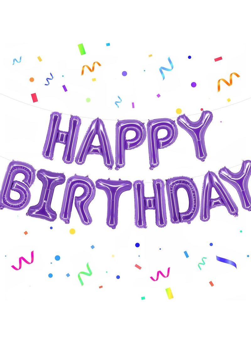 KATCHON Purple Happy Birthday Balloons, 16 Inch | Foil Balloons Unicorn Decorations | Birthday Balloon Banner | Mermaid Birthday Decoration - Image 1