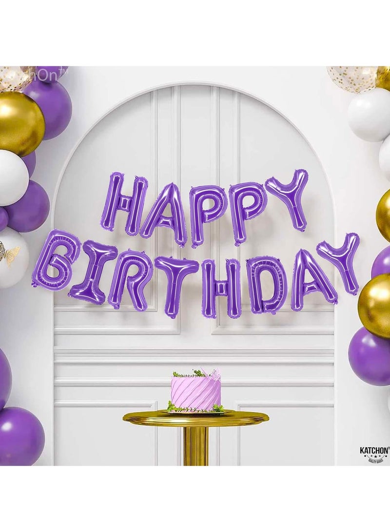 KATCHON Purple Happy Birthday Balloons, 16 Inch | Foil Balloons Unicorn Decorations | Birthday Balloon Banner | Mermaid Birthday Decoration - Image 5
