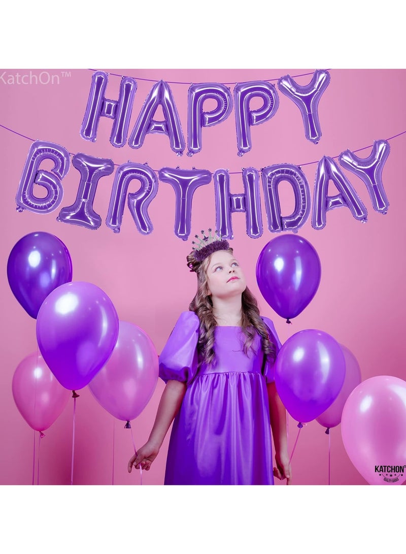 KATCHON Purple Happy Birthday Balloons, 16 Inch | Foil Balloons Unicorn Decorations | Birthday Balloon Banner | Mermaid Birthday Decoration - Image 4