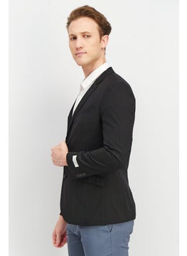 Jack Jones Men Fitted Striped Long Sleeve Blazer, Black  - Image 4