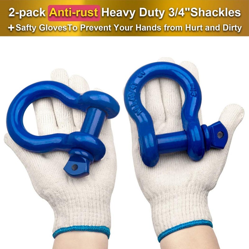 Acando Trailer Shackles 3/4 Bow Shackle Rugged Steel Forged 28.5 Ton (57,000 lbs) Max Break Strength Off Road Shackles Blue Powder Coated Heavyduty Shackles 3 Year Guarantee with Safety Gloves (Pack of 2) - Image 5