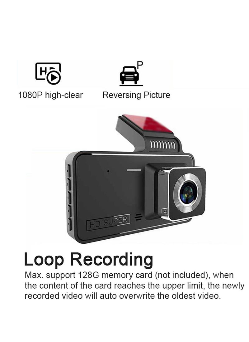 Generic - 1080P DVR Dash Camera 4 بوصة مسجل قيادة السيارة Dashcam 170 درجة زاوية واسعة مع دعم شاشة تعمل باللمس للرؤية الليلية حلقة تسجيل كشف الحركة عكس الصورة - Image 1
