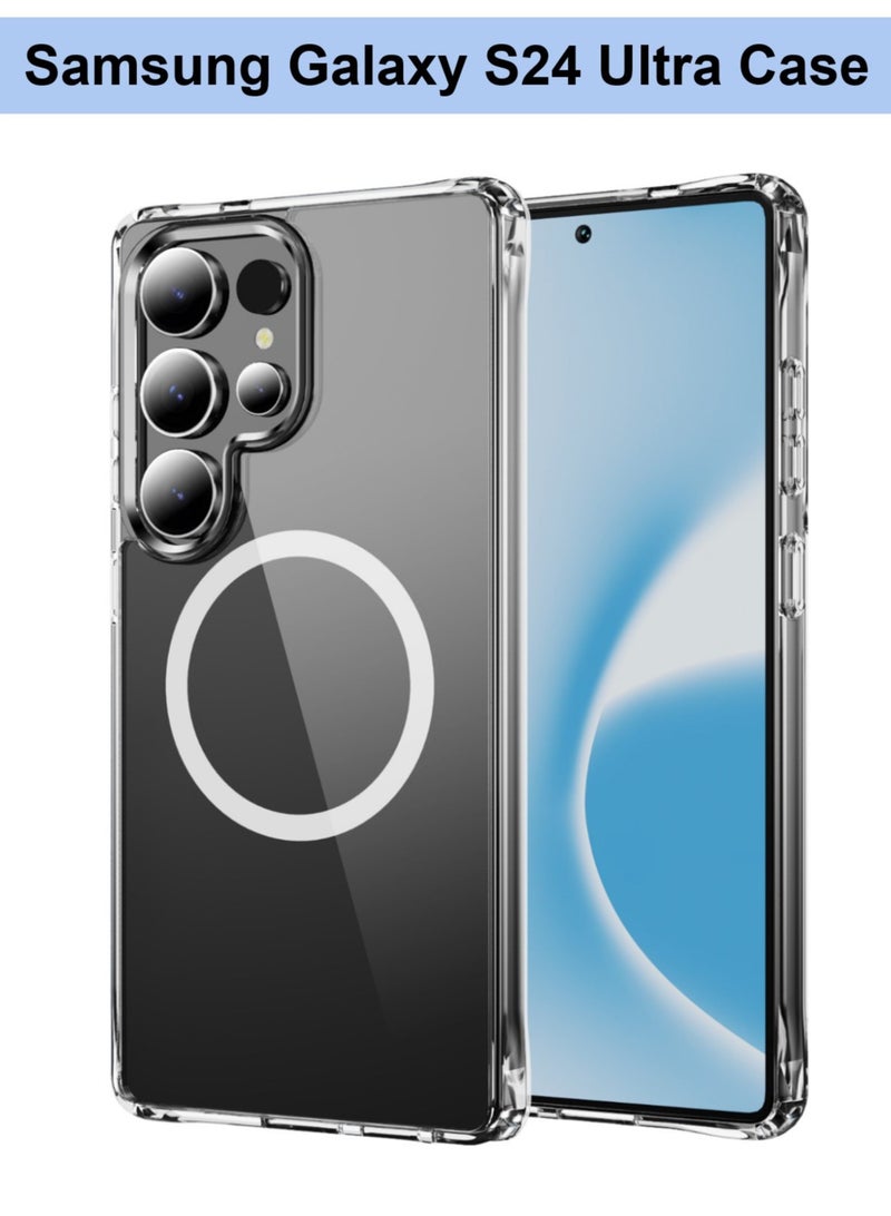 Abania Samsung Galaxy S24 Ultra Clear Case Magnetic Compatible with MagSafe, Crystal Clear Anti-Yellowing Phone Cover, Military-Grade Shockproof Slim Protective Case for S24 Ultra - Image 1