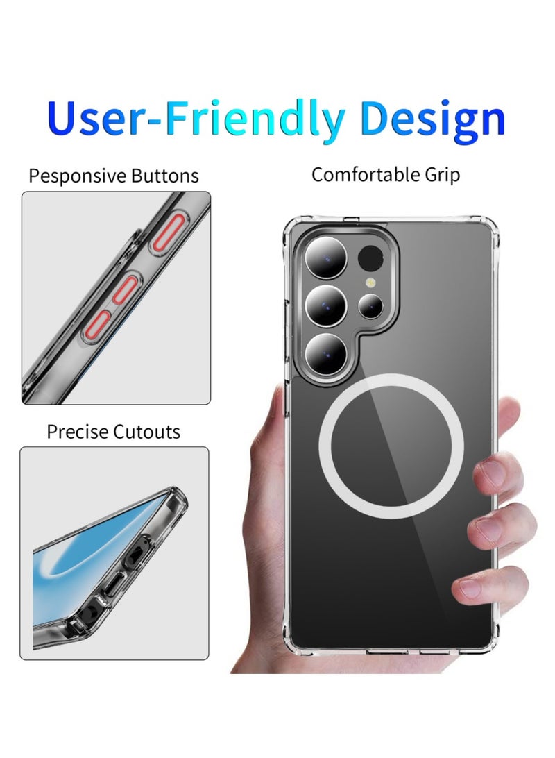 Abania Samsung Galaxy S24 Ultra Clear Case Magnetic Compatible with MagSafe, Crystal Clear Anti-Yellowing Phone Cover, Military-Grade Shockproof Slim Protective Case for S24 Ultra - Image 4