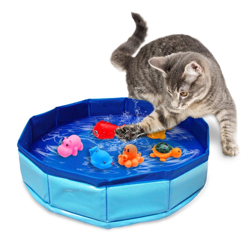 Eelexa Portable Cat Pool Toy with 6 FishShaped Water Toys Interactive SplashProof Indoor Cat Toys for Boredom Relief SelfPlay Cat Pool for Bored Cats Easy Fill Drain Design - Image 2