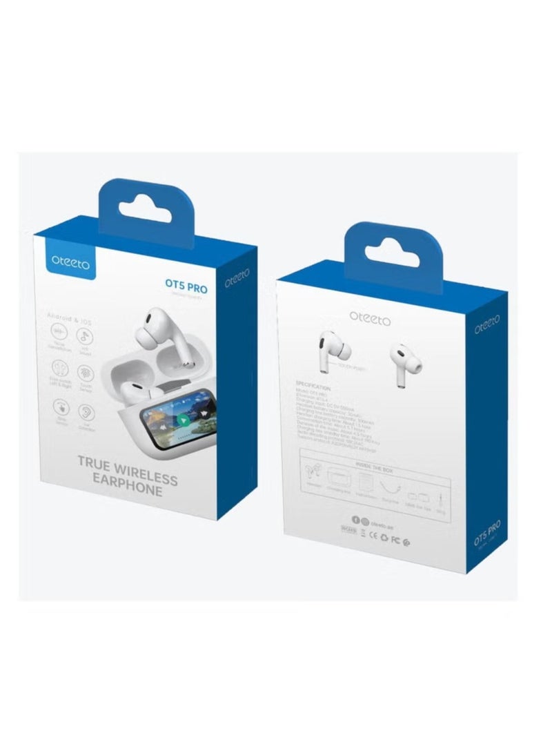 Oteeto OT5 Pro Wireless Eabuds With Smart Diplay Hi-Fi Sound Quality and Noise Cancellation Designed For Android Mobiles and Tablets - Image 4
