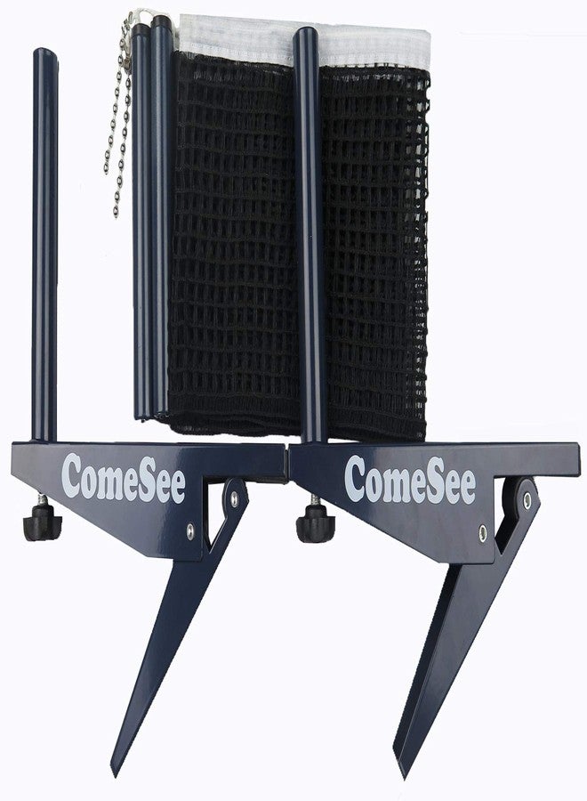 ComeSee Ping Pong Net Set Table Tennis Table Post Professional Spring Activated Clamp with Net Clip Insert, 3cm Width Grip Holder, Tension and Height Adjustable Easy Set Up (Navy) - Image 3