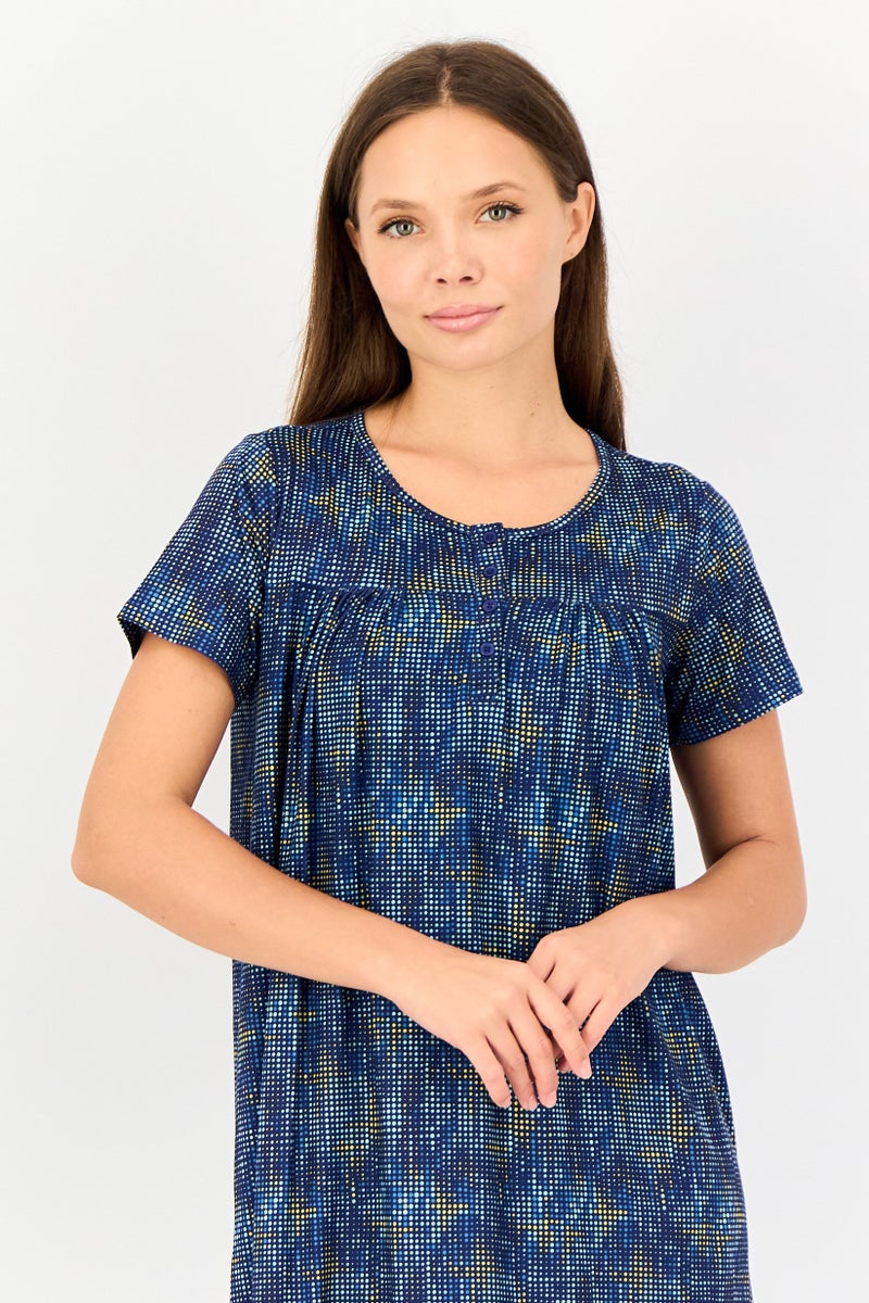 zivame Women Polka Dots Short Sleeves Sleeping Dress, Multicolor - Image 2