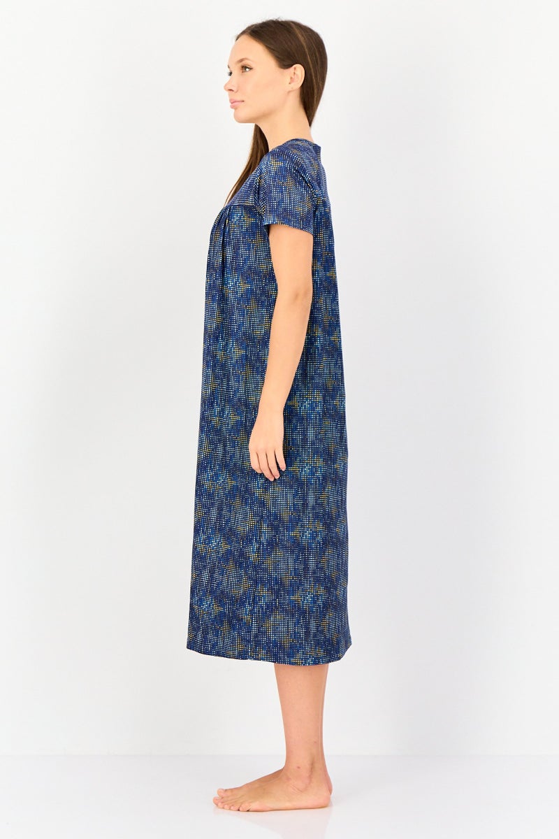 zivame Women Polka Dots Short Sleeves Sleeping Dress, Multicolor - Image 4