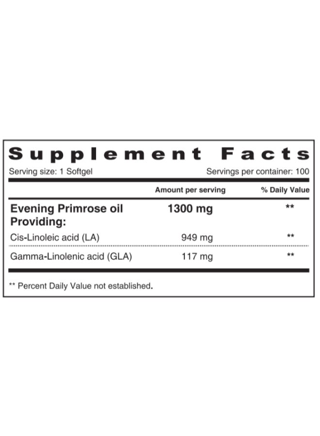 SUNSHINE NUTRITION Evening Primrose Oil 1300mg | Rich in GLA & Linoleic Acid | Women's Health Support | Hormonal Balance & Skin Health Supplement —  100 Softgels - Image 2