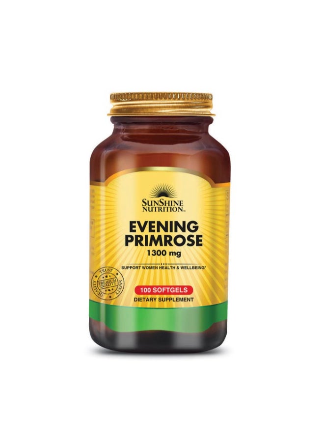 SUNSHINE NUTRITION Evening Primrose Oil 1300mg | Rich in GLA & Linoleic Acid | Women's Health Support | Hormonal Balance & Skin Health Supplement —  100 Softgels - Image 1