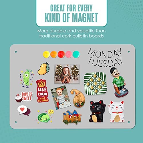 Houseables Magnetic Board, Magnet Board for Wall, Metal Sheets for Magnets, Kids, Bulletin, Hanging, Memo, Plate, Souvenir, Large Display Panel, Photo, Dry Erase, Classroom, Decorative, Grey, 18 x 12” - Image 3