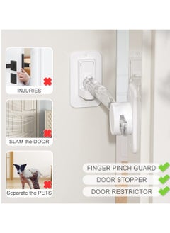 Excefore Child Proof Door Finger Pinch Guard, Cat Door Latch & Stopper, Adjustable Door Lever Handle for Pets, Great Door Lock for Dogs, No Need for Pet Gates or Interior Cat Door (Transparent)  - Image 2