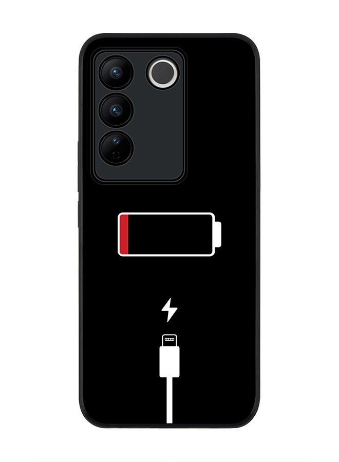 Stylizedd Rugged Black Edge case for Vivo V27 / Vivo V27 Pro / Vivo S16, Slim fit Soft Case Flexible Rubber Edges Anti Drop TPU Gel Thin Cover - Battery Empty - Image 1