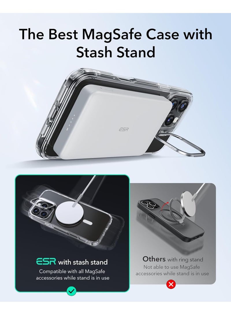 جراب iPhone 16 Pro – متوافق مع MagSafe، حماية عسكرية، مزود بحامل مدمج، ظهر شفاف مقاوم للخدوش، سلسلة كلاسيك - Image 3
