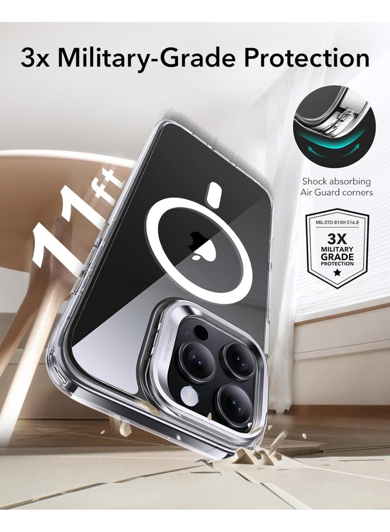 جراب iPhone 16 Pro – متوافق مع MagSafe، حماية عسكرية، مزود بحامل مدمج، ظهر شفاف مقاوم للخدوش، سلسلة كلاسيك - Image 1