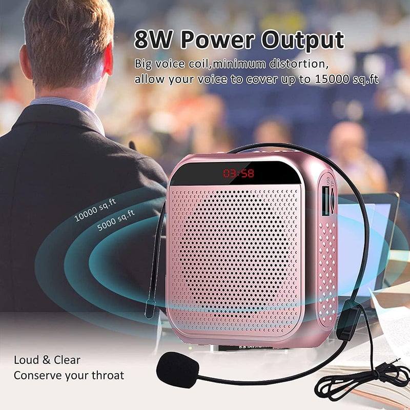 ELECDON Voice Amplifier with Wired Microphone Headset, Portable Rechargeable PA System Speaker Personal Microphone Speech Amplifier, Loudspeaker for Teachers, Tour Guides, Coaches, Metting, Yoga, Fitness - Image 2
