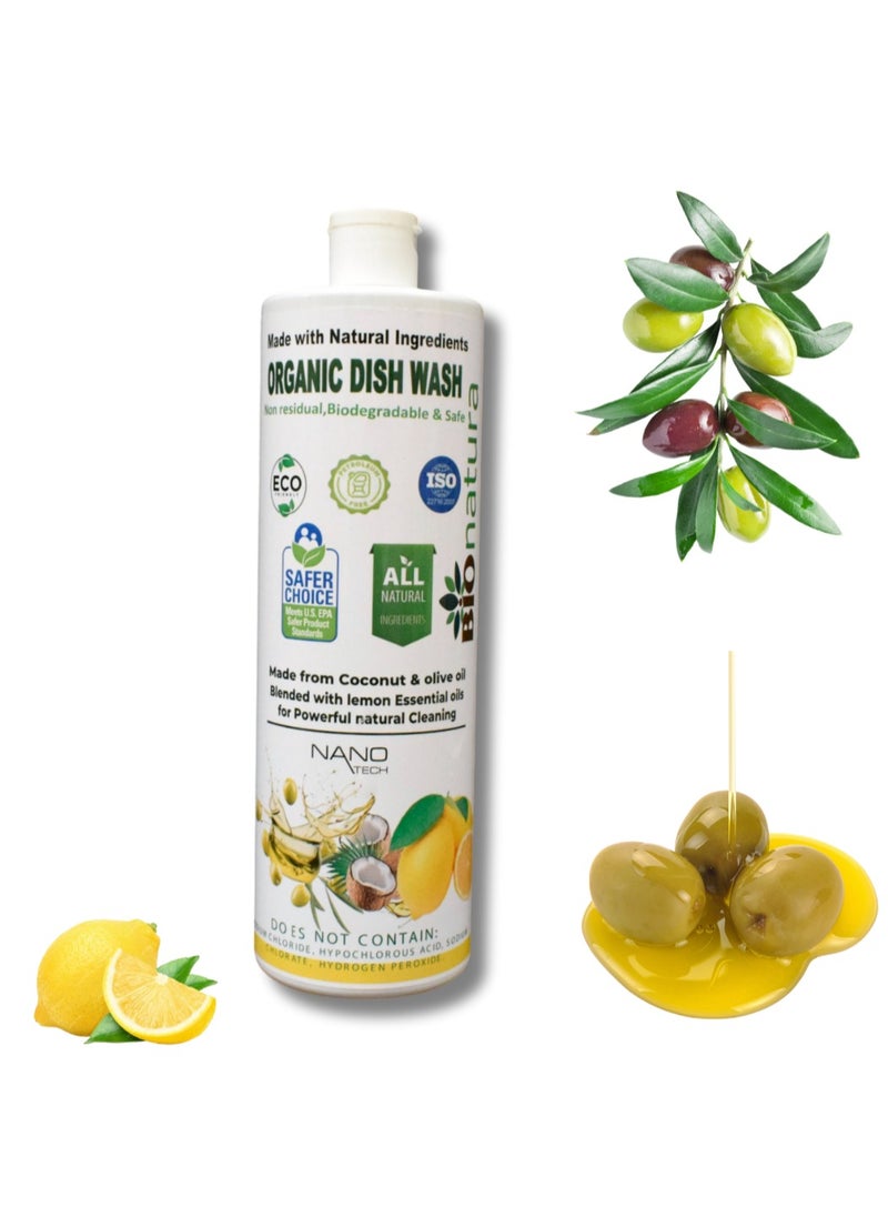 BioNatura - BioNatura Organic Dish Wash, Natural Grease Remover, Non-Toxic Dishwashing Liquid, Eco-Friendly Dish Soap, Plant-Based Dish Cleaner, Biodegradable Formula, Safe for Hands - Image 1