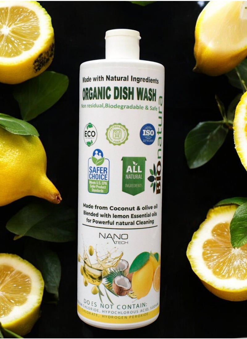 BioNatura - BioNatura Organic Dish Wash, Natural Grease Remover, Non-Toxic Dishwashing Liquid, Eco-Friendly Dish Soap, Plant-Based Dish Cleaner, Biodegradable Formula, Safe for Hands - Image 1