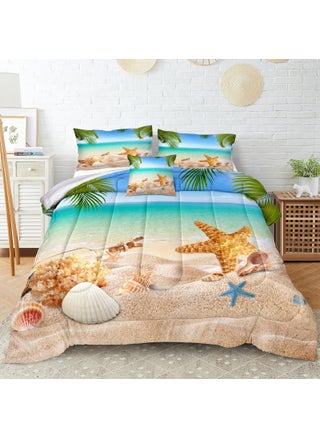 MOVE OVER 4 Pieces King Size Ocean Beach Bedding Set Coastal Bedding Set Starfish and Shells Pattern Ocean Comforter Set for Boys Girls and Teens Tropical Palm Tree Printed Beachy Comforter Set - pzsku/ZF60280B621F238B0D28FZ/45/1750416808/dd4f1392-fcb5-4534-8341-f43d482e4cb7