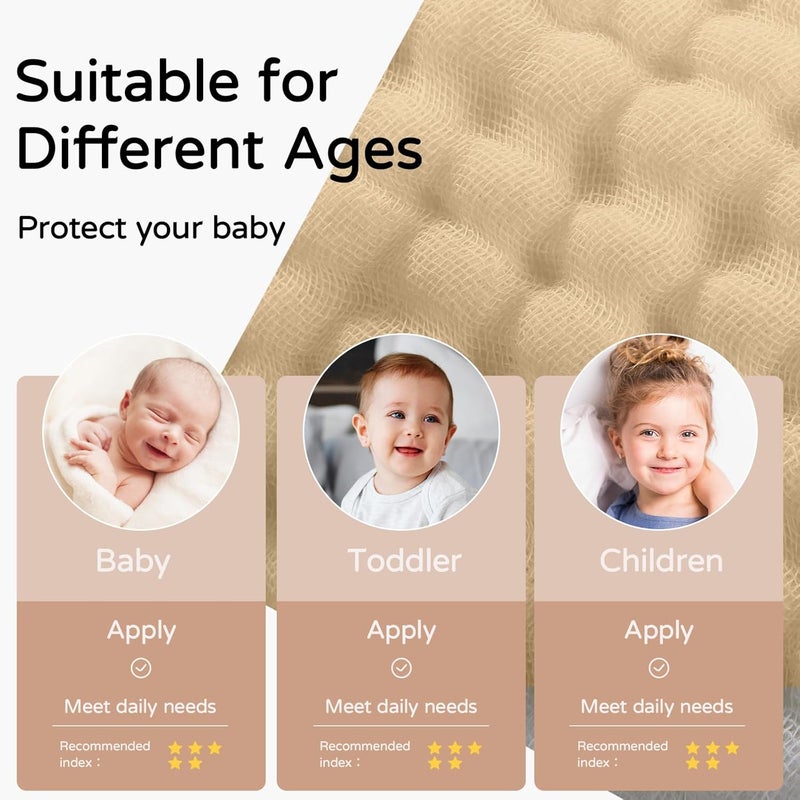 YOOFOSS Hooded Baby Towels for Newborn 2 Pack 100% Muslin Organic Cotton Baby Bath Towel with Hood for Babies, Infant, Toddler and Kids, 32x32Inch, Soft and Absorbent Newborn Essential, Beige Floral - Image 5