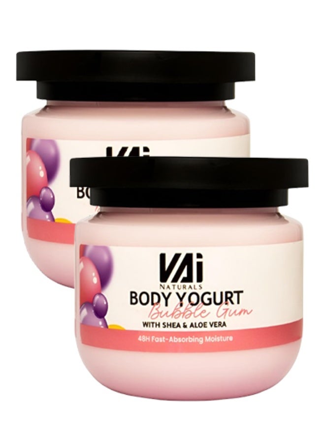 VAI 2 Pieces Body Yogurt Bubble Gum With Shea And Aloe Vera 48 Hours Fast Absorbing Moisture 280ml - Image 1