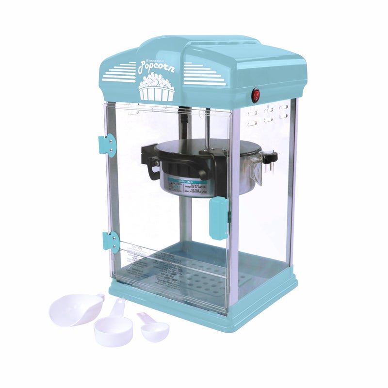 West Bend Stir Crazy Movie Theater Popcorn Popper, Gourmet Popcorn Maker with Nonstick Popcorn Kettle, Measuring Tool and Scoop , 4 Qt, Blue - Image 2
