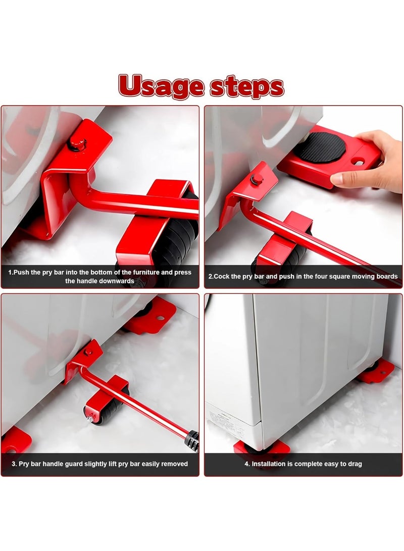 Furniture Moving Tool Set, Heavy-Duty 5-Piece Kit with Lifter, Pads, Wheels & Sliders for Effortless Moving of Sofas, Washing Machines, Wardrobes & Appliances - Image 4