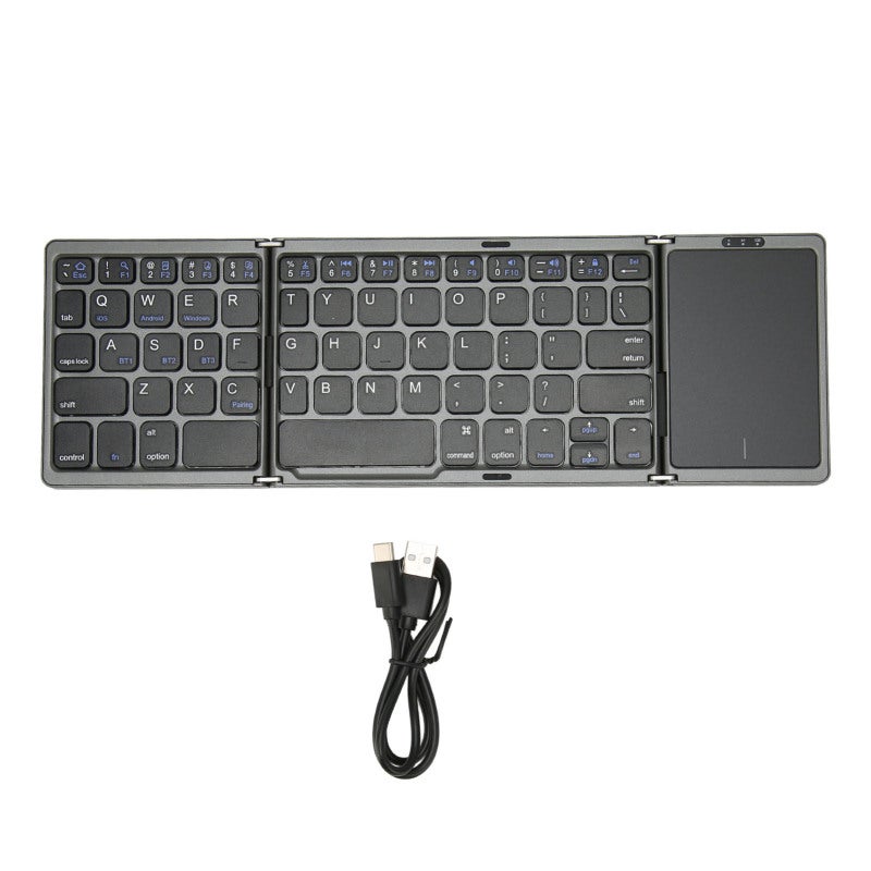 Foldable Keyboard BT 5.1 with Touchpad - 3 Folded Design Magnetic Closure Wireless Keyboard for Outdoor Use - Image 1