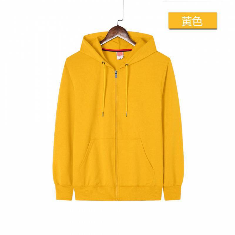 Hooded zipper four-sided elastic hooded sweater printed logo cultural advertising shirt work clothes embroidered class clothes E207 Orange - Image 2
