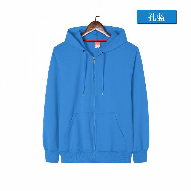 Hooded zipper four-sided elastic hooded sweater printed logo cultural advertising shirt work clothes embroidered class clothes E207 Orange - Image 5