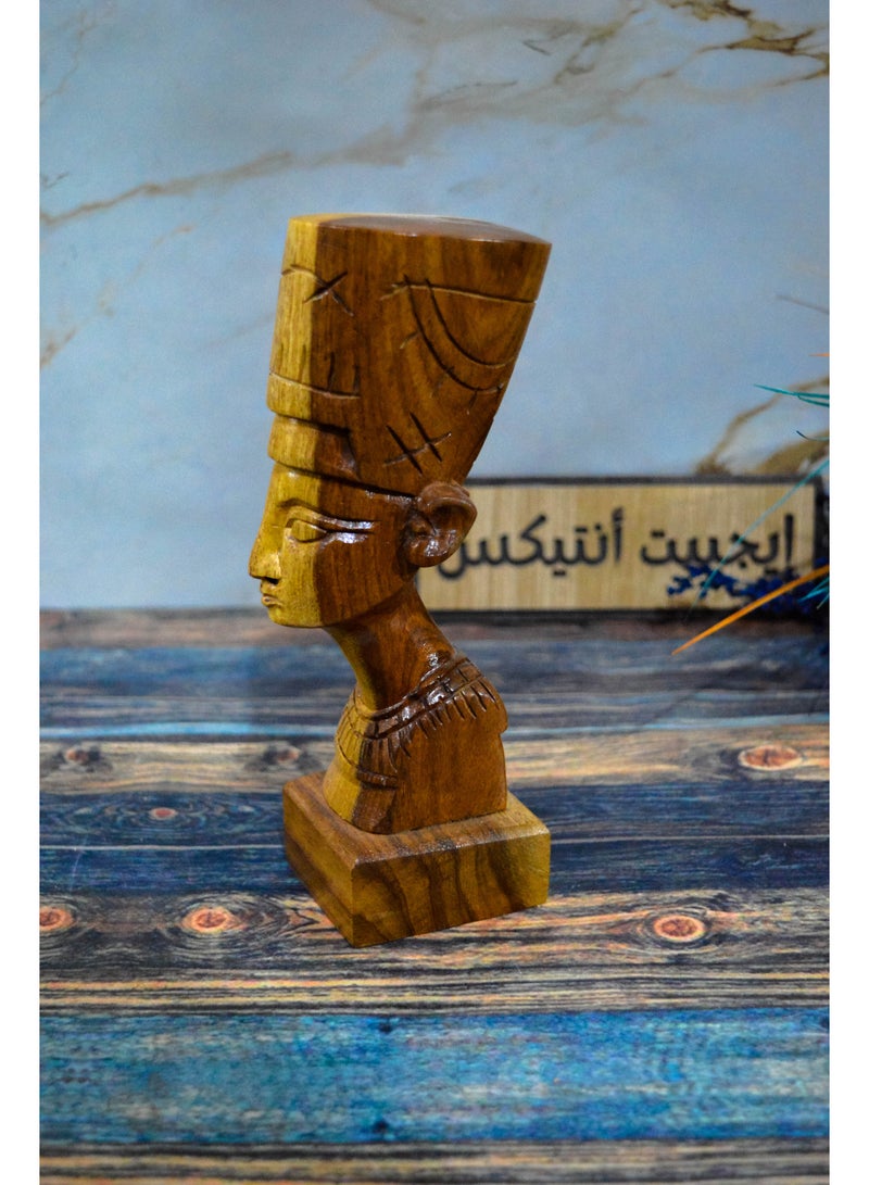 Egypt Antiques Nefertiti statue, carved from palm tree, produced by Egypt Antiques, 100% handmade - Image 2